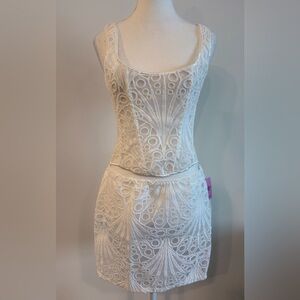 PrettyLittleThing White Lace Skirt Set